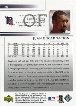 2002 Upper Deck #193 Juan Encarnacion Back