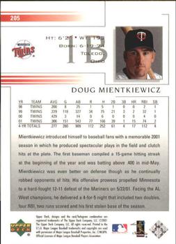 2002 Upper Deck #205 Doug Mientkiewicz Back