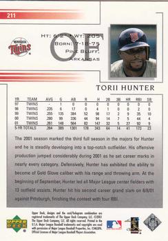 2002 Upper Deck #211 Torii Hunter Back