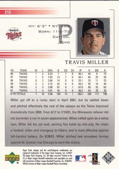 2002 Upper Deck #212 Travis Miller Back