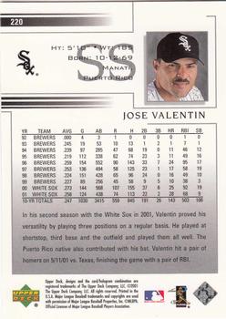 2002 Upper Deck #220 Jose Valentin Back