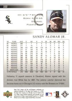 2002 Upper Deck #222 Sandy Alomar Jr. Back