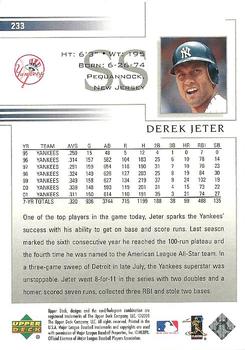 2002 Upper Deck #233 Derek Jeter Back