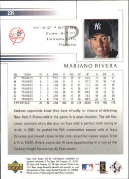 2002 Upper Deck #239 Mariano Rivera Back