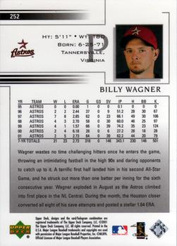 2002 Upper Deck #252 Billy Wagner Back