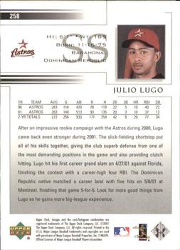 2002 Upper Deck #258 Julio Lugo Back