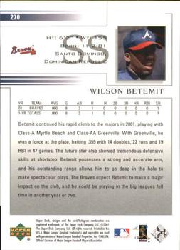 2002 Upper Deck #270 Wilson Betemit Back