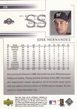 2002 Upper Deck #276 Jose Hernandez Back