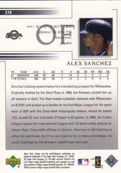 2002 Upper Deck #278 Alex Sanchez Back
