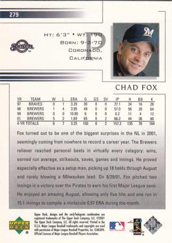 2002 Upper Deck #279 Chad Fox Back