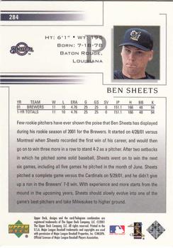 2002 Upper Deck #284 Ben Sheets Back