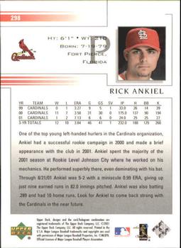 2002 Upper Deck #298 Rick Ankiel Back