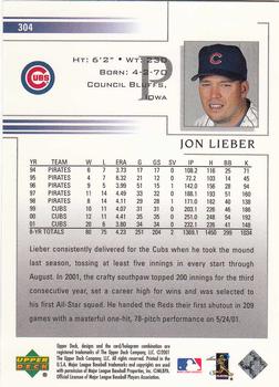 2002 Upper Deck #304 Jon Lieber Back