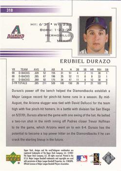 2002 Upper Deck #318 Erubiel Durazo Back