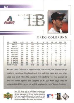 2002 Upper Deck #322 Greg Colbrunn Back
