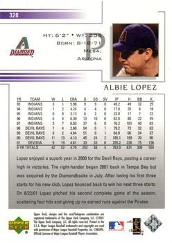 2002 Upper Deck #328 Albie Lopez Back