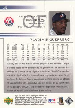 2002 Upper Deck #343 Vladimir Guerrero Back