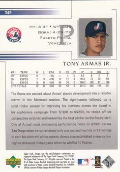 2002 Upper Deck #345 Tony Armas Jr. Back