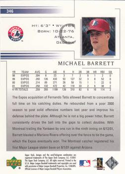 2002 Upper Deck #346 Michael Barrett Back