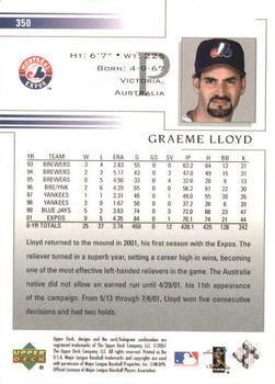 2002 Upper Deck #350 Graeme Lloyd Back
