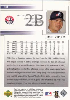 2002 Upper Deck #351 Jose Vidro Back