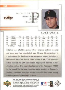 2002 Upper Deck #364 Russ Ortiz Back