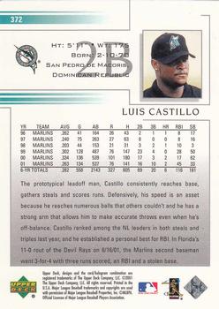 2002 Upper Deck #372 Luis Castillo Back