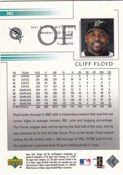 2002 Upper Deck #382 Cliff Floyd Back