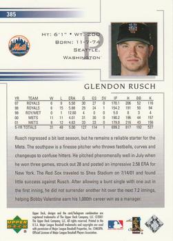 2002 Upper Deck #385 Glendon Rusch Back