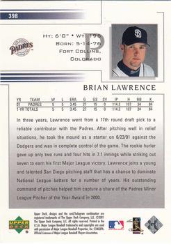 2002 Upper Deck #398 Brian Lawrence Back