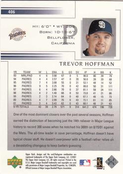 2002 Upper Deck #406 Trevor Hoffman Back