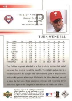 2002 Upper Deck #413 Turk Wendell Back