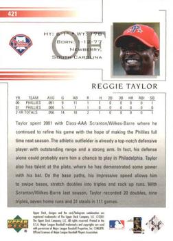 2002 Upper Deck #421 Reggie Taylor Back