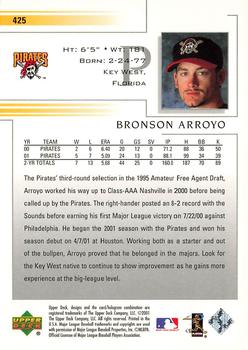 2002 Upper Deck #425 Bronson Arroyo Back
