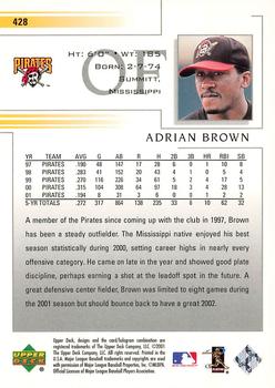 2002 Upper Deck #428 Adrian Brown Back