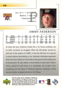 2002 Upper Deck #430 Jimmy Anderson Back