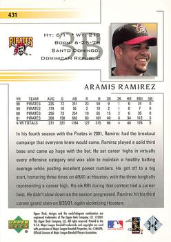 2002 Upper Deck #431 Aramis Ramirez Back