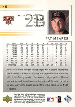2002 Upper Deck #433 Pat Meares Back