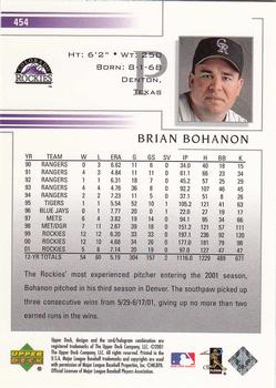 2002 Upper Deck #454 Brian Bohanon Back
