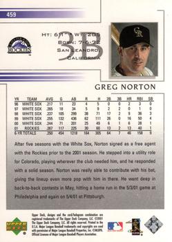 2002 Upper Deck #459 Greg Norton Back