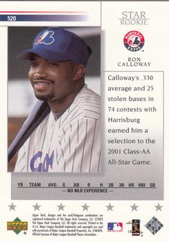 2002 Upper Deck #520 Ron Calloway Back