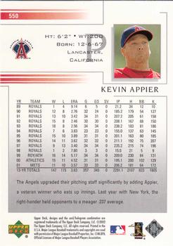 2002 Upper Deck #550 Kevin Appier Back