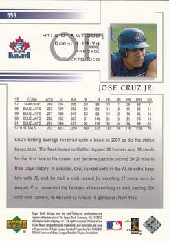 2002 Upper Deck #559 Jose Cruz Jr. Back