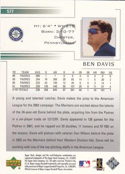 2002 Upper Deck #577 Ben Davis Back