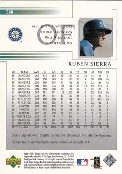 2002 Upper Deck #580 Ruben Sierra Back