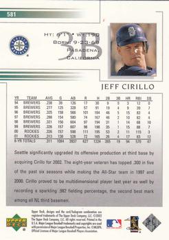 2002 Upper Deck #581 Jeff Cirillo Back