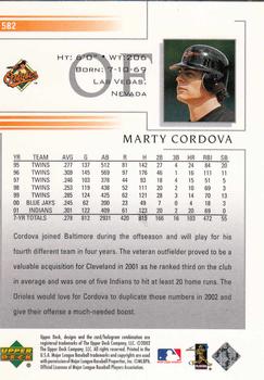 2002 Upper Deck #582 Marty Cordova Back