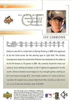 2002 Upper Deck #587 Jay Gibbons Back