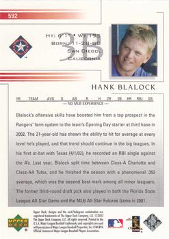 2002 Upper Deck #592 Hank Blalock Back