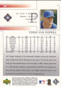 2002 Upper Deck #593 Todd Van Poppel Back